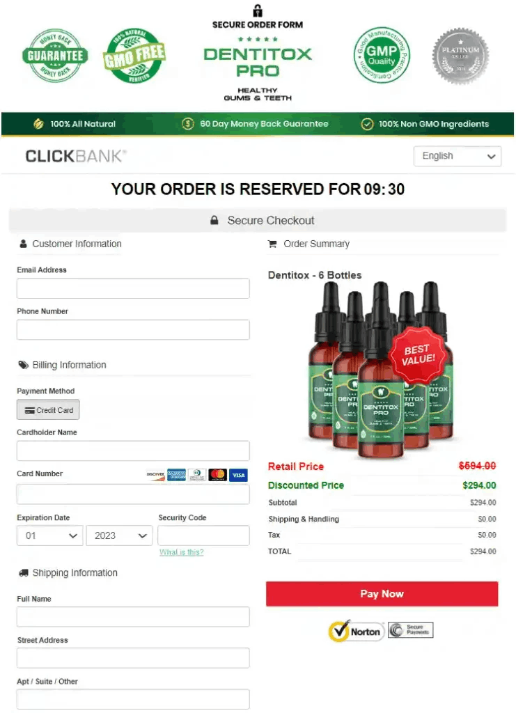 dentitox pro order page